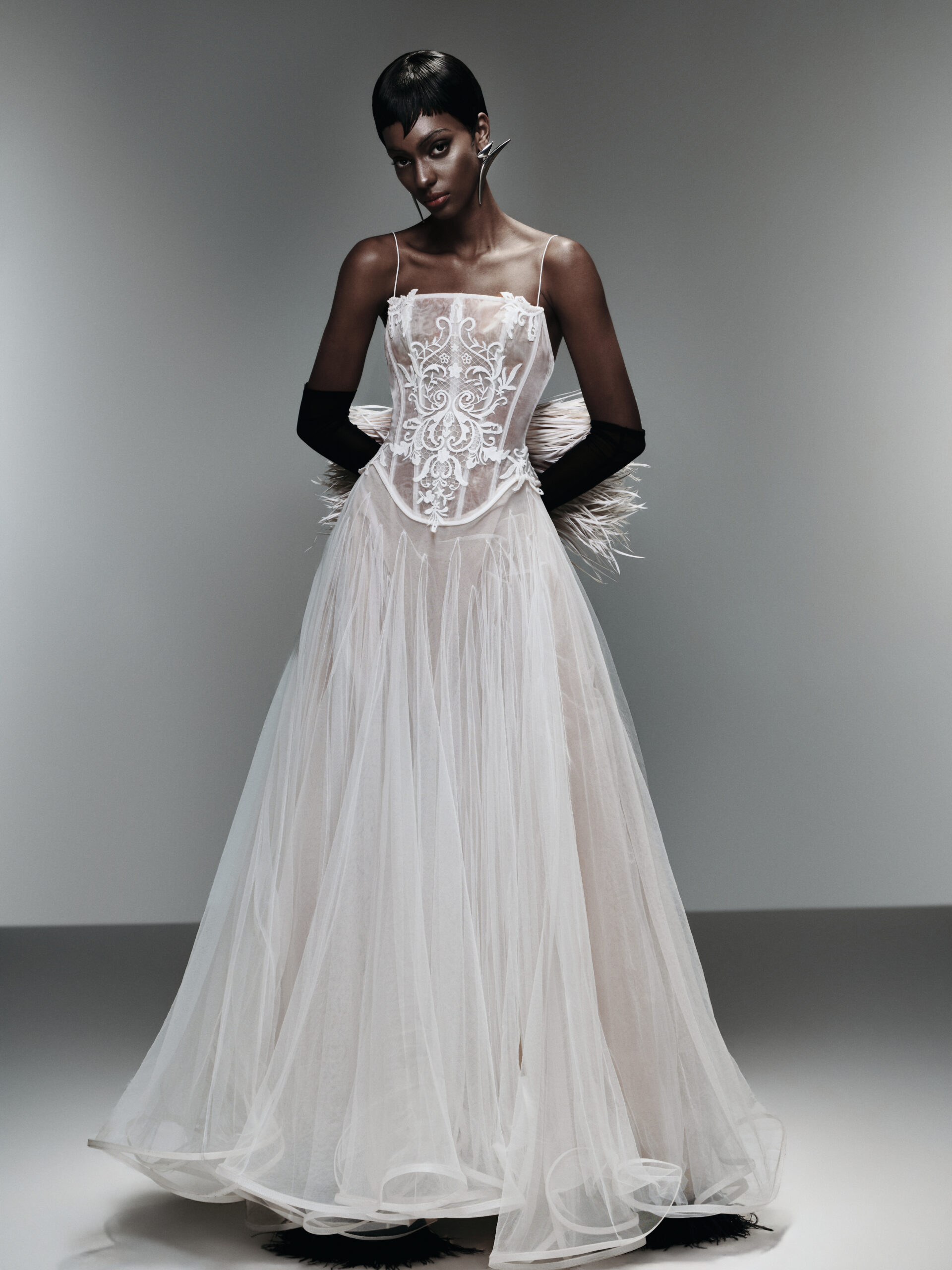 RUFFLE PLEATED WHITE DRESS